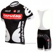 2010 Maillot Cyclisme Castelli Cervelo Blanc et Noir Manches Courtes et Cuissard