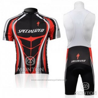 2010 Maillot Cyclisme Specialized Rouge et Noir Manches Courtes et Cuissard