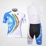 2012 Maillot Cyclisme Bianchi Blanc et Bleu Clair Manches Courtes et Cuissard