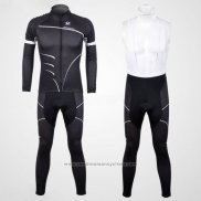 2012 Maillot Cyclisme Pinarello Noir et Blanc Manches Longues et Cuissard