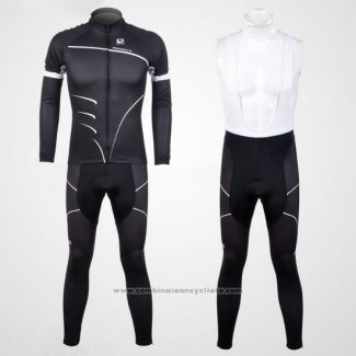 2012 Maillot Cyclisme Pinarello Noir et Blanc Manches Longues et Cuissard