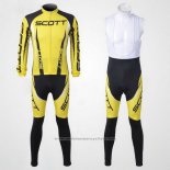 2012 Maillot Cyclisme Scott Noir et Jaune Manches Longues et Cuissard