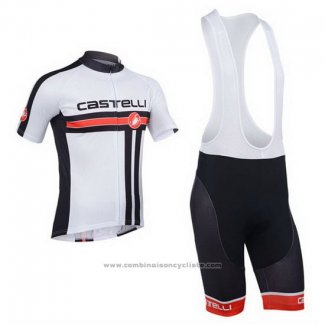 2013 Maillot Cyclisme Castelli Blanc Manches Courtes et Cuissard