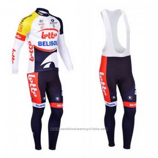 2013 Maillot Cyclisme Lotto Belisol Violet et Blanc Manches Longues et Cuissard