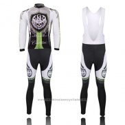 2013 Maillot Cyclisme Rock Racing Noir et Vert Manches Longues et Cuissard