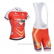 2013 Maillot Cyclisme Rusvelo Rouge Manches Courtes et Cuissard