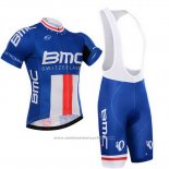 2015 Maillot Cyclisme BMC Champion Etats-Unis Bleu Manches Courtes et Cuissard