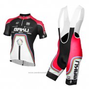 2015 Maillot Cyclisme Baku Noir et Blanc Manches Courtes et Cuissard