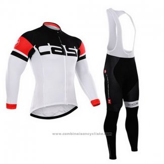 2015 Maillot Cyclisme Castelli Noir et Blanc Manches Longues et Cuissard