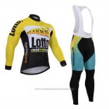 2015 Maillot Cyclisme Lotto NL Jumbo Noir et Jaune Manches Longues et Cuissard