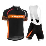 2015 Maillot Cyclisme Orbea Noir et Orange Manches Courtes et Cuissard