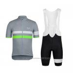 2015 Maillot Cyclisme Rapha Gris et Vert Manches Courtes et Cuissard