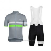 2015 Maillot Cyclisme Rapha Gris et Vert Manches Courtes et Cuissard