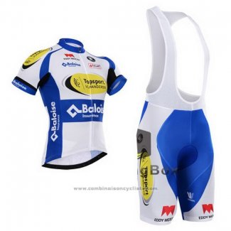 2015 Maillot Cyclisme Topsport Blanc et Azur Manches Courtes et Cuissard