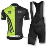 2016 Maillot Cyclisme Assos Noir et Vert Manches Courtes et Cuissard