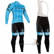 2016 Maillot Cyclisme Cannondale Bleu et Noir Manches Longues et Cuissard