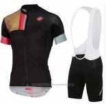 2016 Maillot Cyclisme Castelli Noir et Jaune Manches Courtes et Cuissard