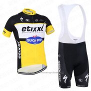 2016 Maillot Cyclisme Etixx Quick Step Noir et Jaune Manches Courtes et Cuissard