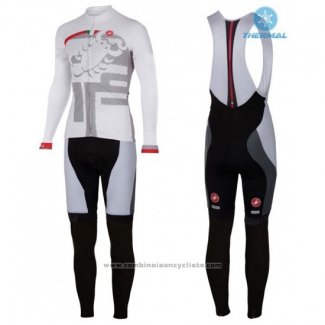 2016 Maillot Cyclisme Femme Castelli Blanc et Rouge Manches Longues et Cuissard