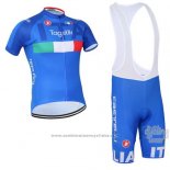 2016 Maillot Cyclisme Italie Blanc et Bleu Manches Courtes et Cuissard