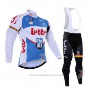 2016 Maillot Cyclisme Lotto Fix All Blanc et Bleu Manches Longues et Cuissard