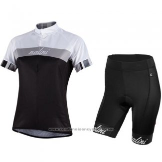 2016 Maillot Cyclisme Nalini Argent et Noir Manches Courtes et Cuissard