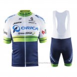 2016 Maillot Cyclisme Orica GreenEDGE Blanc et Bleu Manches Courtes et Cuissard