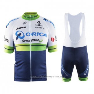 2016 Maillot Cyclisme Orica GreenEDGE Blanc et Bleu Manches Courtes et Cuissard