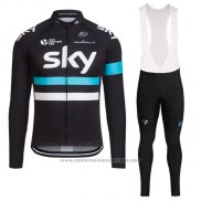 2016 Maillot Cyclisme Sky Noir Manches Longues et Cuissard