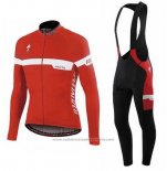 2016 Maillot Cyclisme Specialized Ml Rouge et Blanc Manches Longues et Cuissard