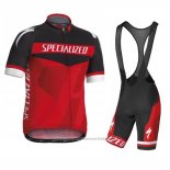 2016 Maillot Cyclisme Specialized Noir et Rouge Manches Courtes et Cuissard