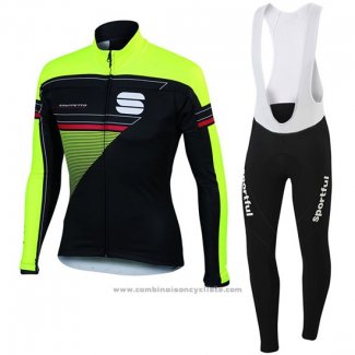 2016 Maillot Cyclisme Sportful Vert et Noir Manches Longues et Cuissard