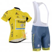 2016 Maillot Cyclisme Tinkoff Lider Jaune et Noir Manches Courtes et Cuissard