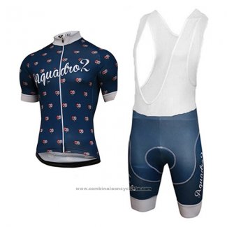 2017 Maillot Cyclisme Aquadro Lollipop Bleu Manches Courtes et Cuissard