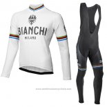 2017 Maillot Cyclisme Bianchi Milano Ml Blanc Manches Longues et Cuissard