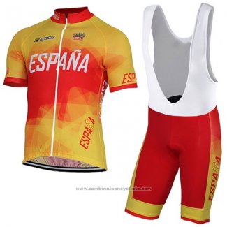 2017 Maillot Cyclisme Espagne Jaune et Rouge Manches Courtes et Cuissard