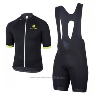 2017 Maillot Cyclisme Etxeondo Entzun Noir et Jaune Manches Courtes et Cuissard