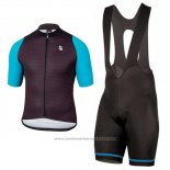 2017 Maillot Cyclisme Etxeondo Neo Noir et Bleu Manches Courtes et Cuissard