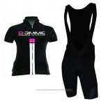 2017 Maillot Cyclisme Femme Biemme Noir et Blanc Manches Courtes et Cuissard