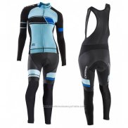 2017 Maillot Cyclisme Femme Orbea Noir et Bleu Manches Longues et Cuissard