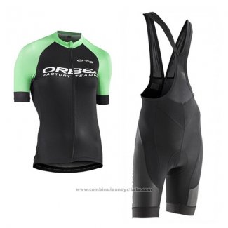 2017 Maillot Cyclisme Femme Orbea Noir et Vert Manches Courtes et Cuissard