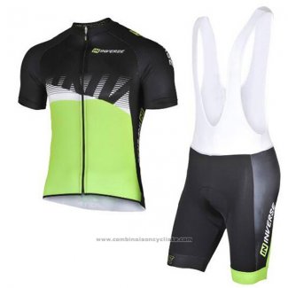 2017 Maillot Cyclisme Inverse Noir et Vert Manches Courtes et Cuissard