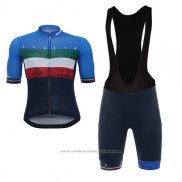 2017 Maillot Cyclisme Italie Noir et Bleu Manches Courtes et Cuissard