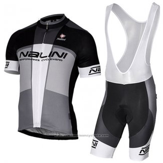 2017 Maillot Cyclisme Nalini Artico Gris et Noir Manches Courtes et Cuissard