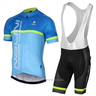 2017 Maillot Cyclisme Nalini Brivio Bleu Manches Courtes et Cuissard