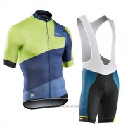 2017 Maillot Cyclisme Northwave Extreme Vert et Bleu Manches Courtes et Cuissard