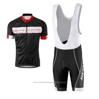 2017 Maillot Cyclisme Scott Noir et Rouge Manches Courtes et Cuissard