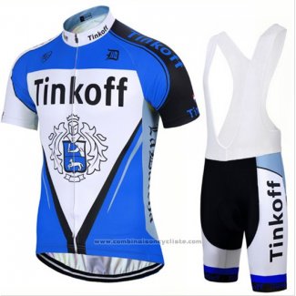 2017 Maillot Cyclisme Tinkoff Bleu Manches Courtes et Cuissard