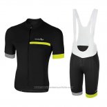 2018 Maillot Cyclisme RH+ Noir Gris Jaune Manches Courtes et Cuissard