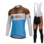 2018 Maillot Cyclisme Ag2rla Bleu et Blanc Manches Longues et Cuissard